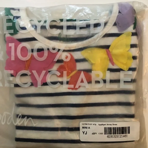 🍎 SOLD 🎃 NWOT Mini Boden Butterflies Tee Shirt 4-5Y - Picture 5 of 5